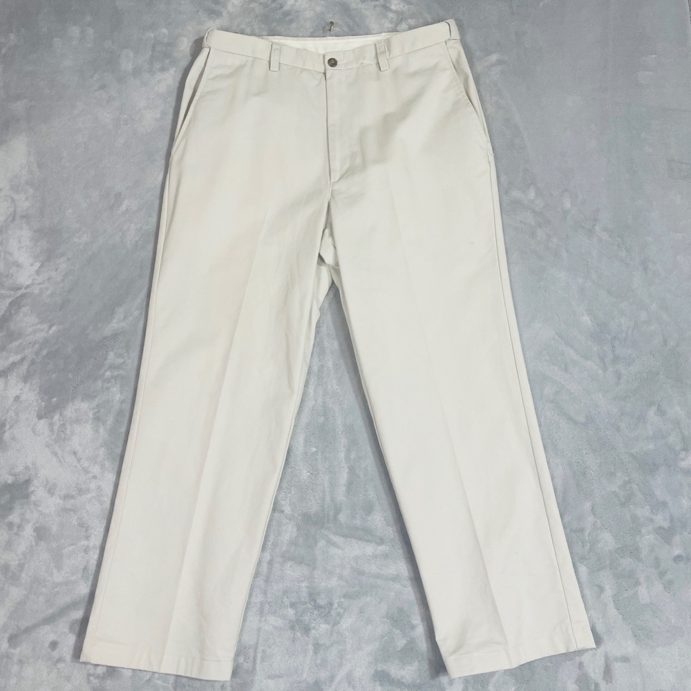 Haggar Chino Pants Mens 34x28 Black label Cream Excellent Cotton Straight Leg